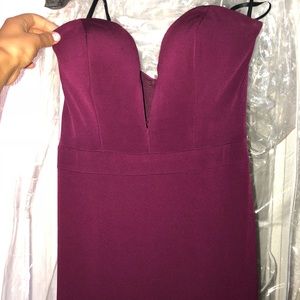 Maroon low cut prom dress